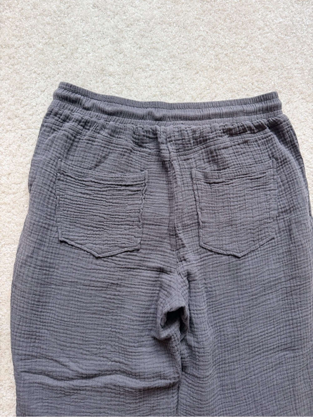 Jolt 100% Cotton Double Gauze Jogger Pants Gray Elastic Waist Cropped Size M - Picture 9 of 10